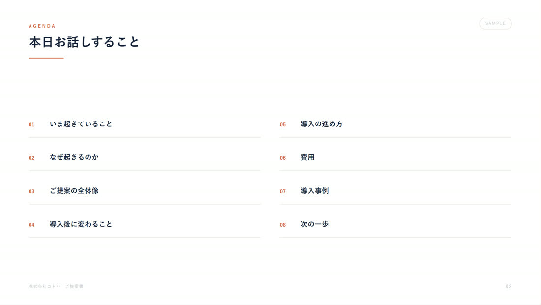 営業提案スライド 10枚 2ページ目